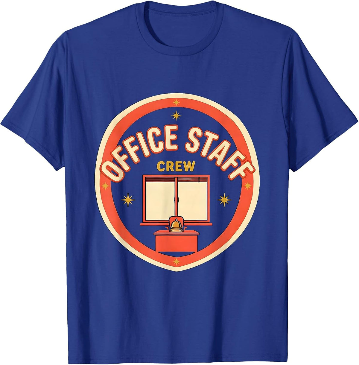 Men's Office Staff Crew Screenprint School Support Staff T-Shirt - Royal Blue