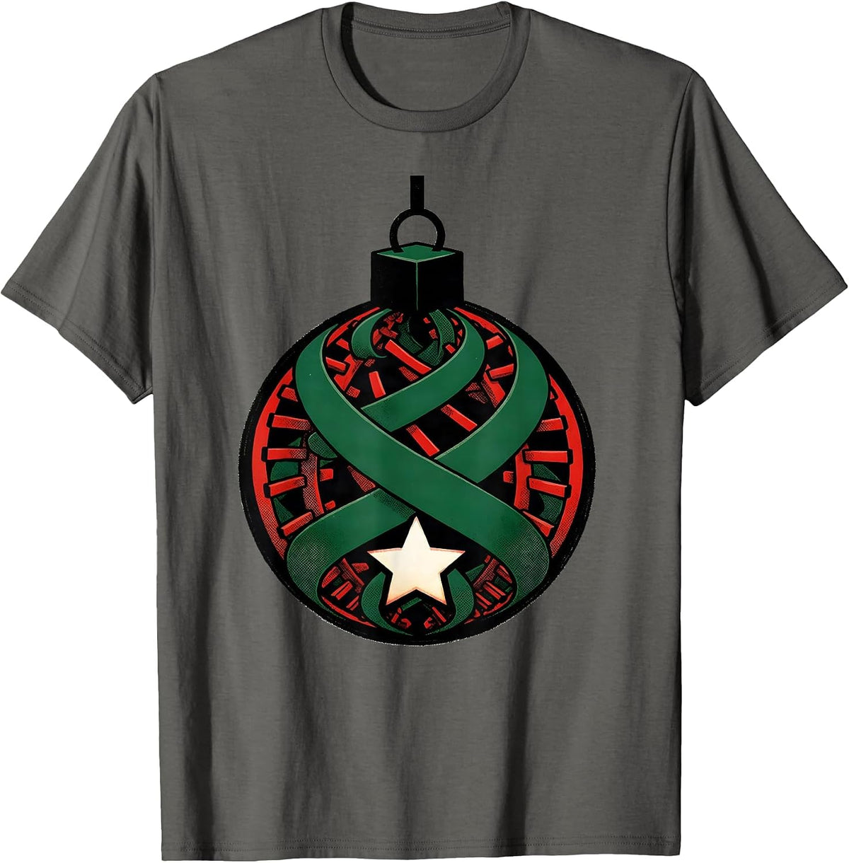 Men's DNA Helix Bauble Science Teacher Holiday Humor T-Shirt - Asphalt Grey