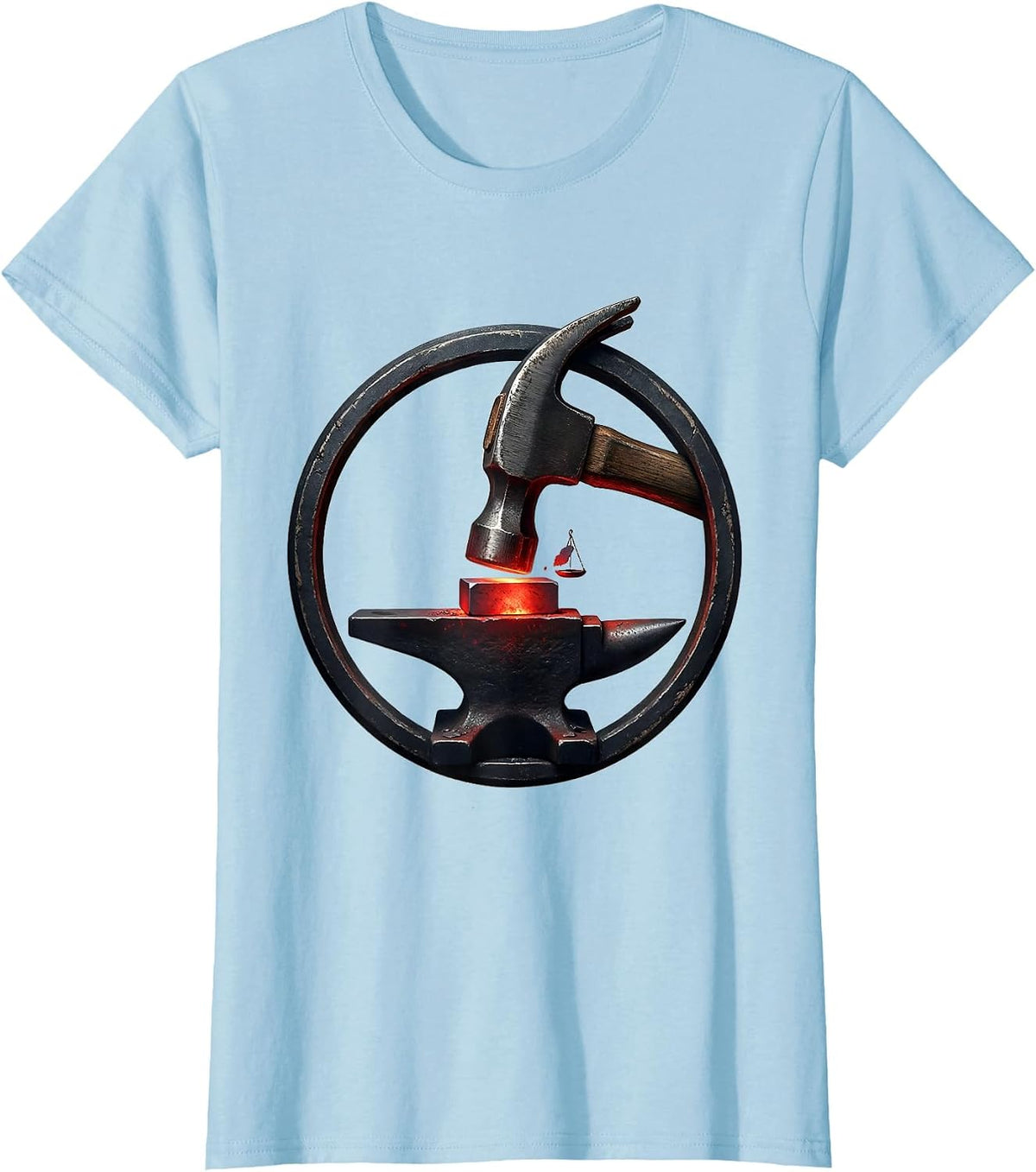 Women's Sealed Hammer Anvil Blacksmith Forge Hobbyist Humor T-Shirt - Baby Blue