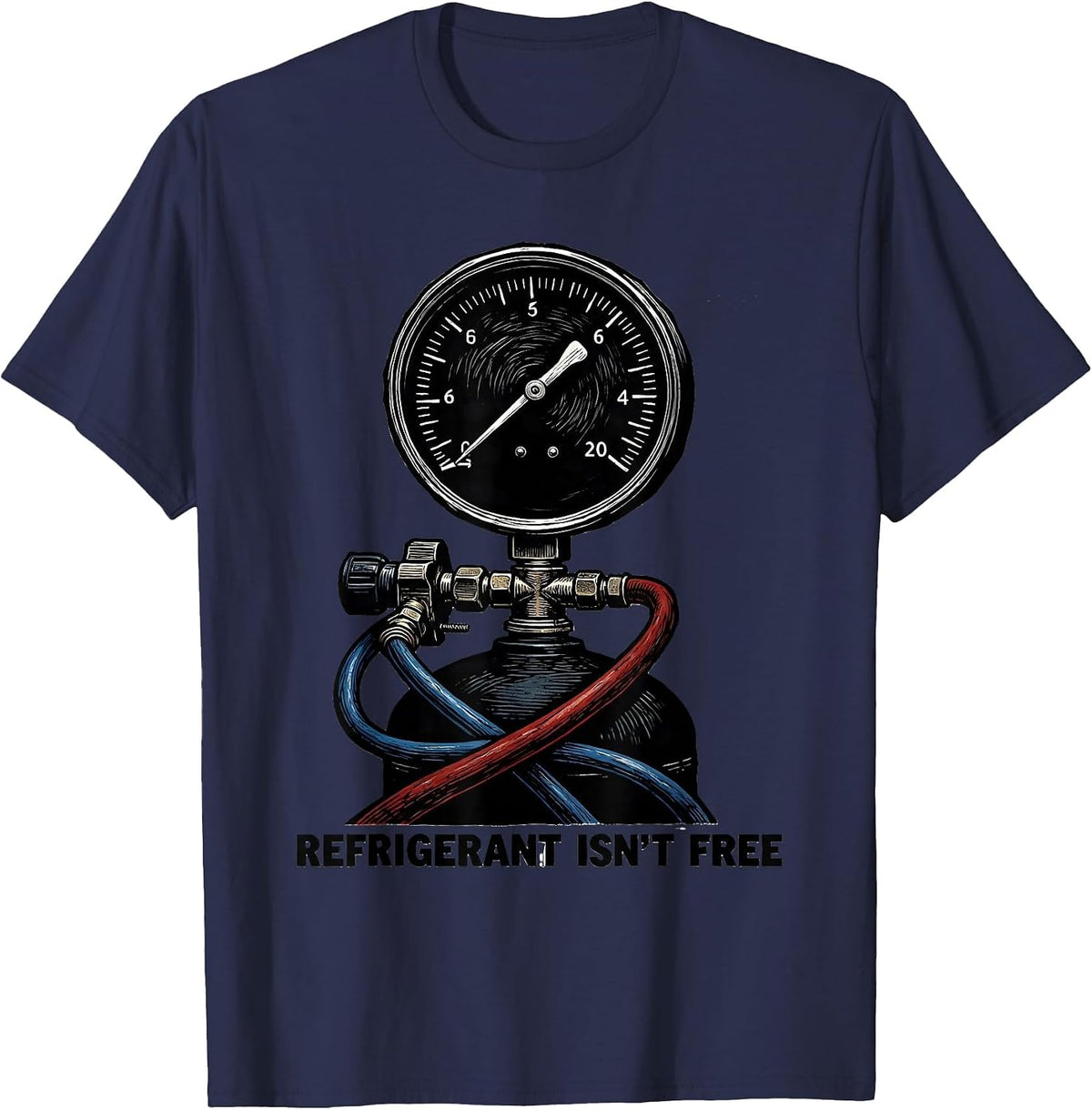 Men's Refrigerant Isn't Free Funny HVAC Technician Charging Pride T-Shirt - Navy Blue
