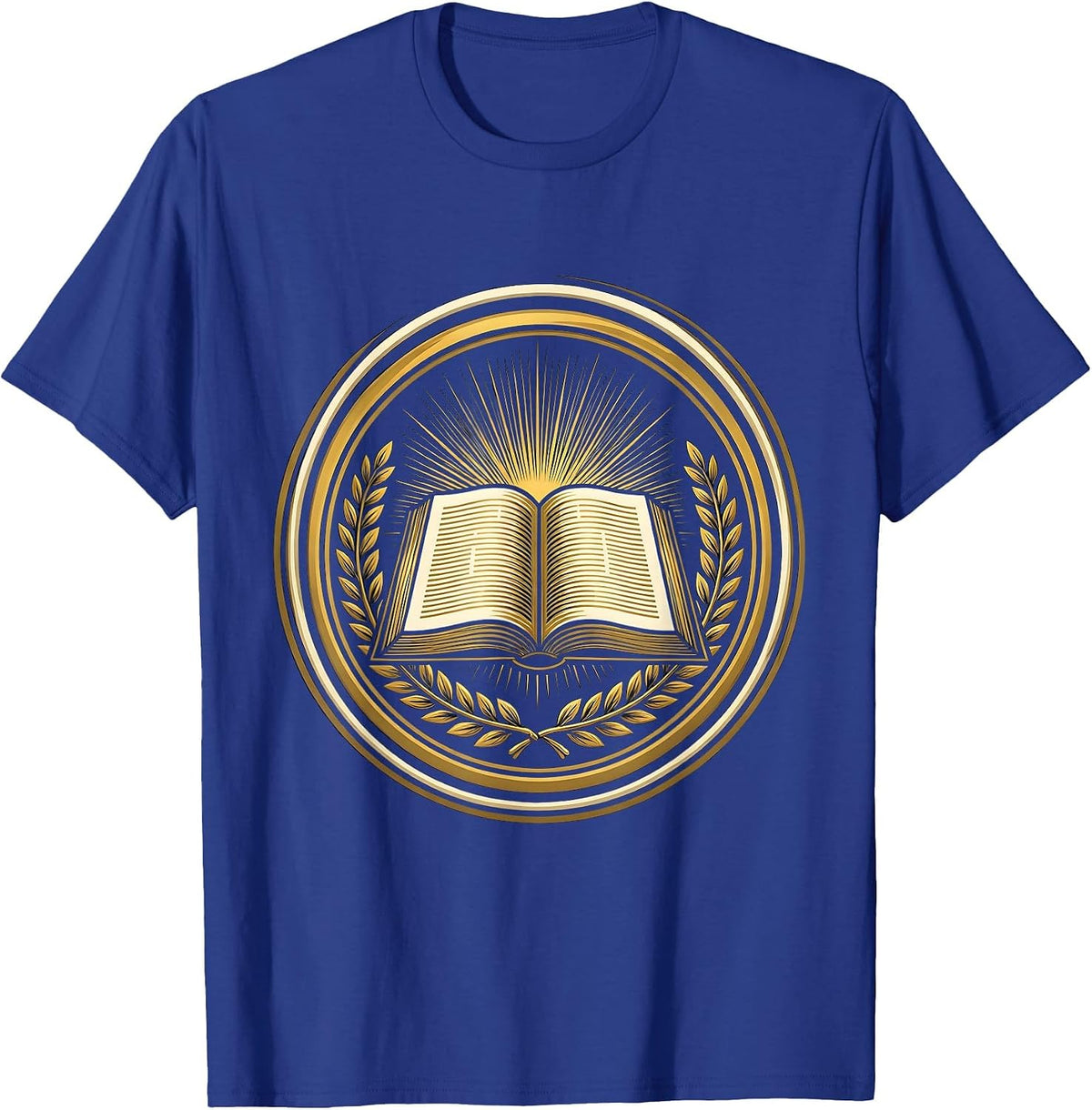 Open Bible Rays of Light Christian Faith Design T-Shirt - Royal Blue