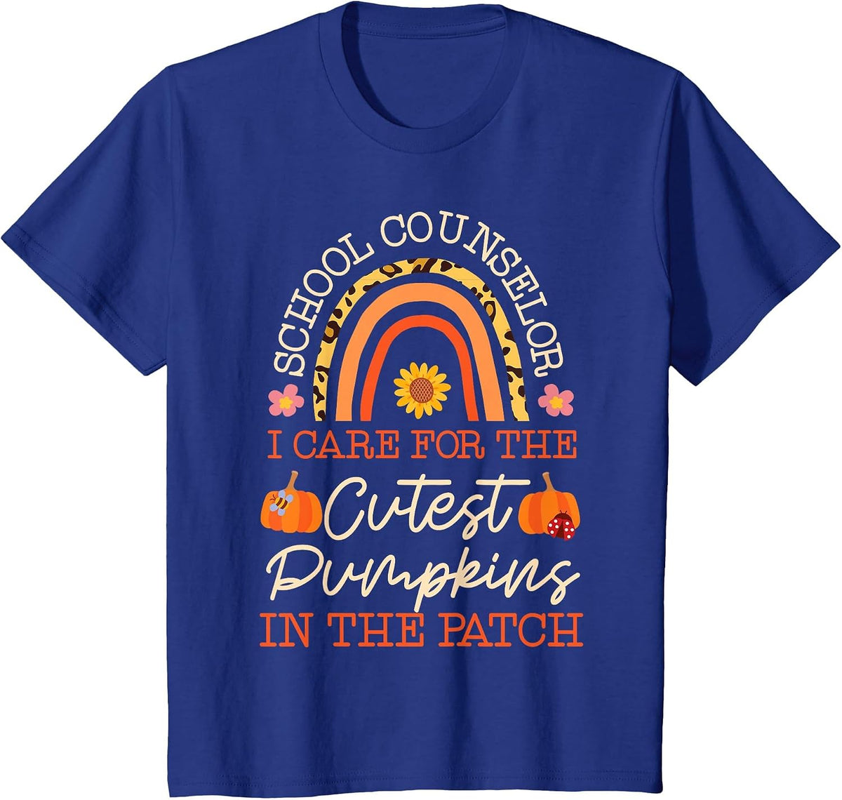 School Counselor Pumpkin Fall Halloween Thanks Giving School T-Shirt - Royal Blue