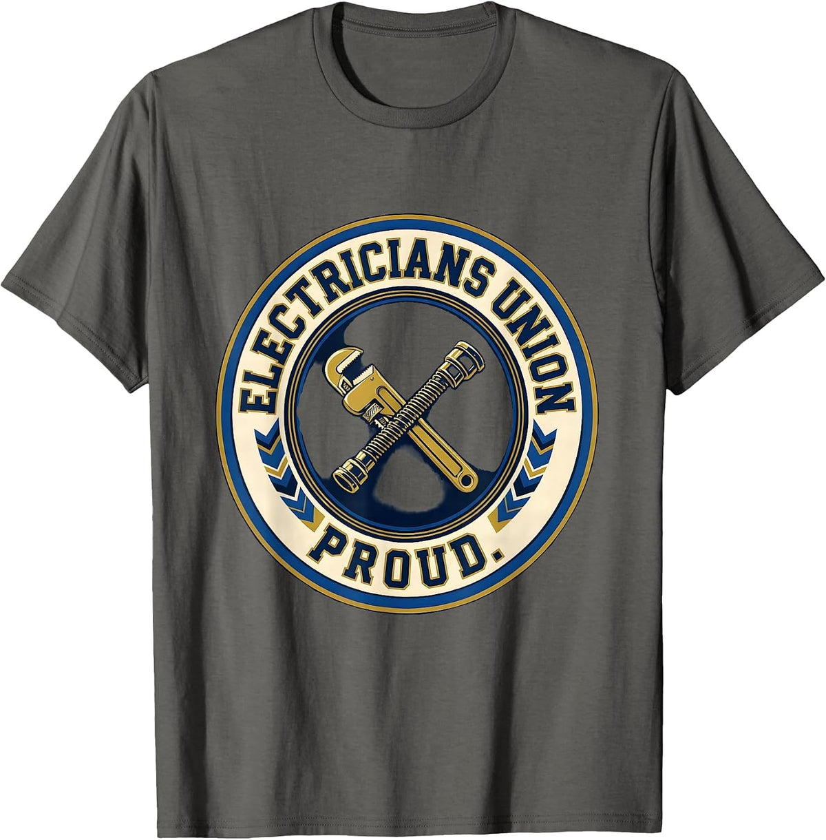 Electricians Union Proud Skilled Trades Labor Solidarity T-Shirt - Asphalt Grey