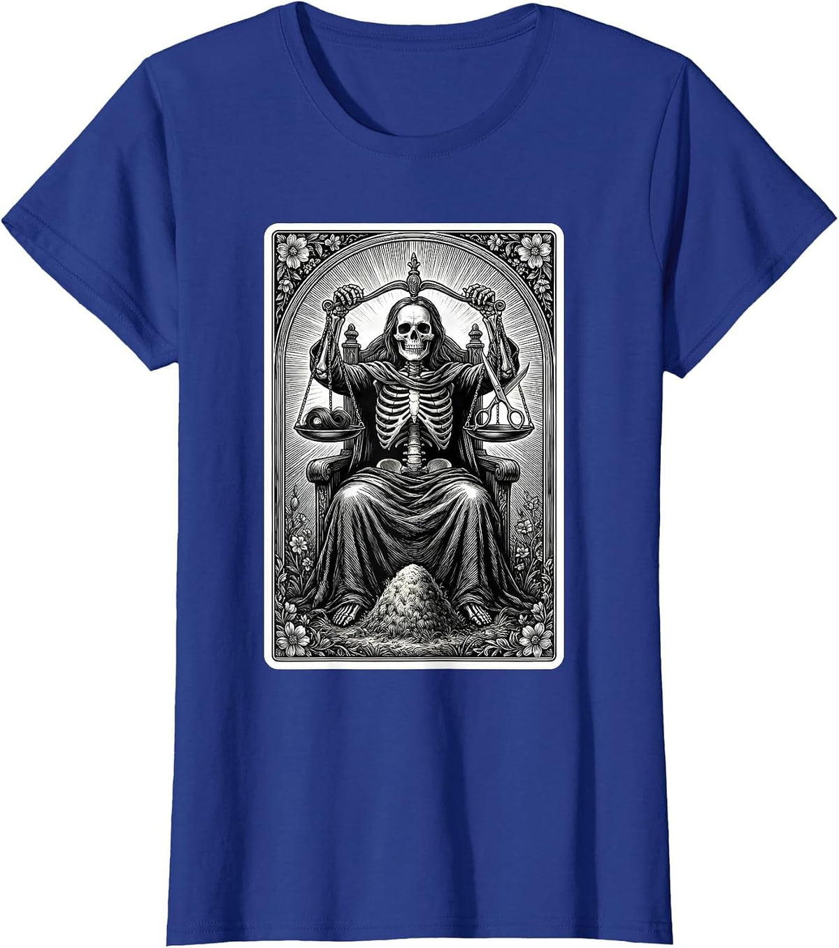 Women's Skeleton Hairstylist Barber Halloween Humor T-Shirt - Royal Blue