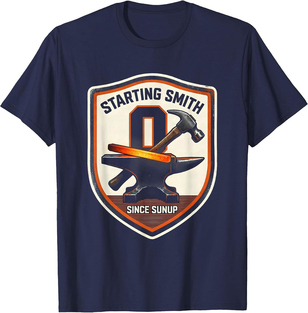 Starting Smith Since Sunup Funny Blacksmith Forge Gift T-Shirt - Navy Blue