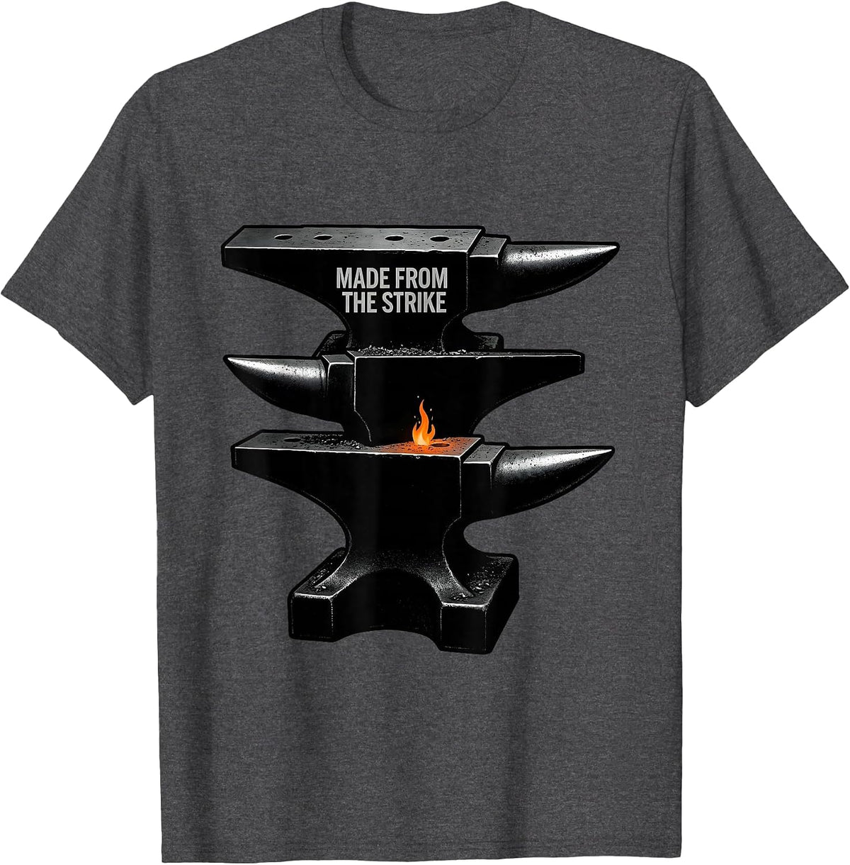 Made From The Strike Bold Blacksmith Anvil Streetwear Slogan T-Shirt - Dark Heather Grey