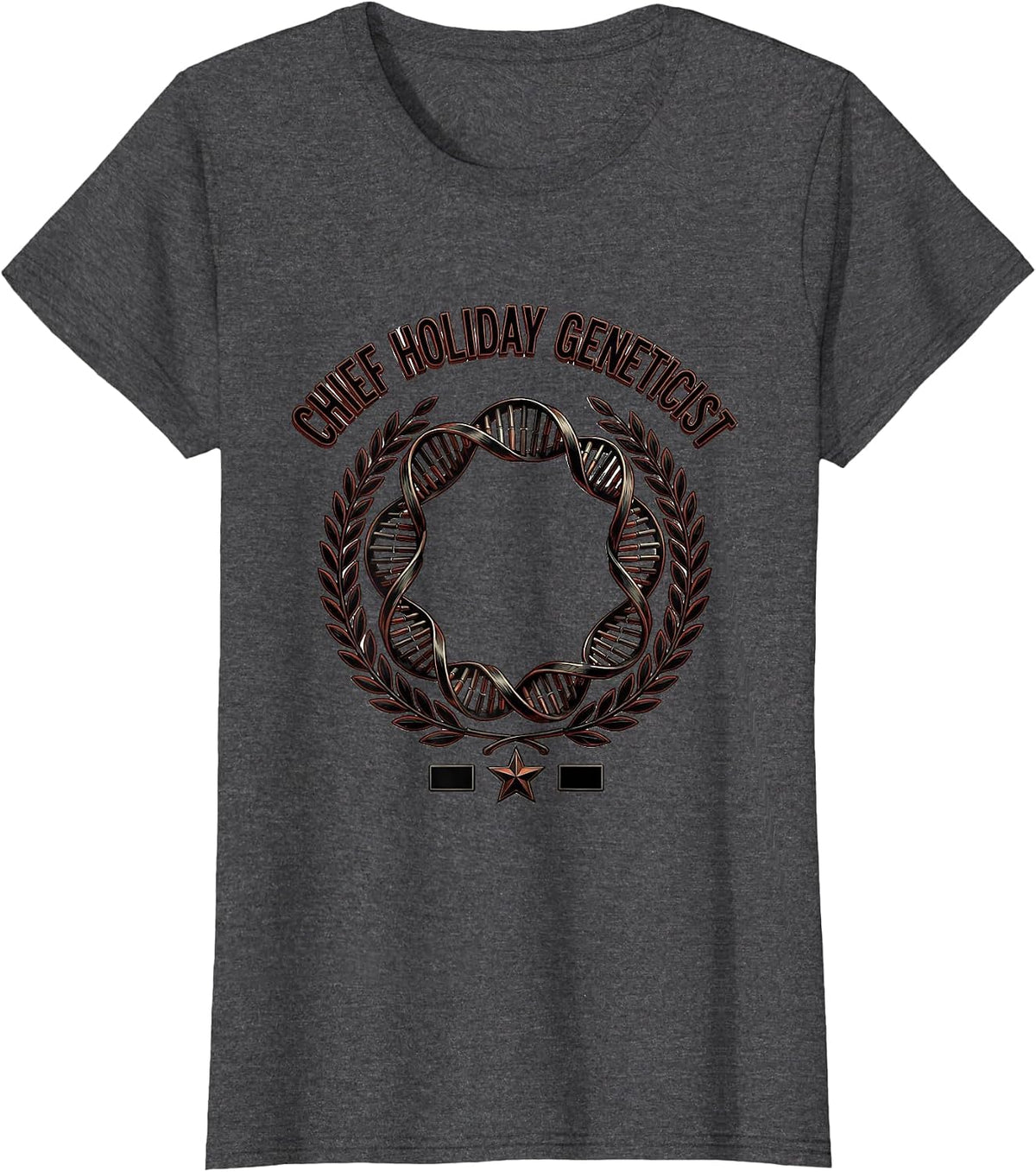 Women's Chief Holiday Geneticist Funny Science Teacher Gift DNA T-Shirt - Dark Heather Grey