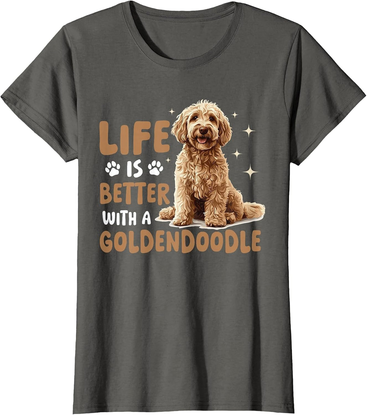 Goldendoodle Dog Breed Life is Better with a Goldendoodle T-Shirt - Asphalt Grey