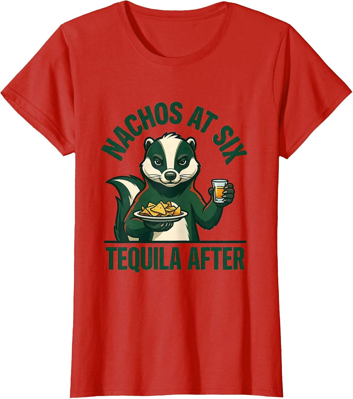 Nachos At Six Tequila After Funny Cinco De Mayo Mexican Pun T-Shirt - Red
