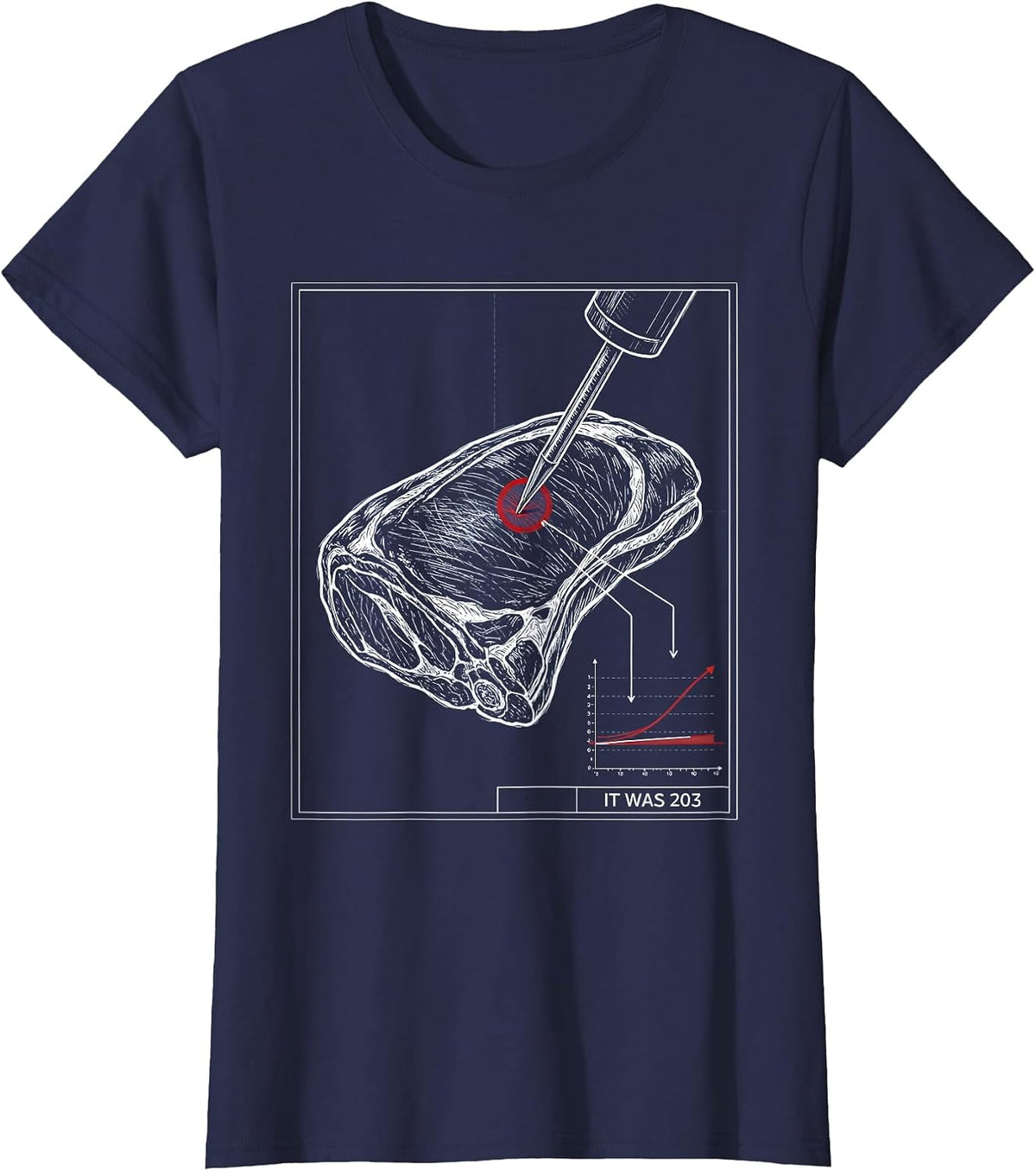 Women's It Was 203 Funny BBQ Grilling Pig Pulled Pork T-Shirt - Navy Blue