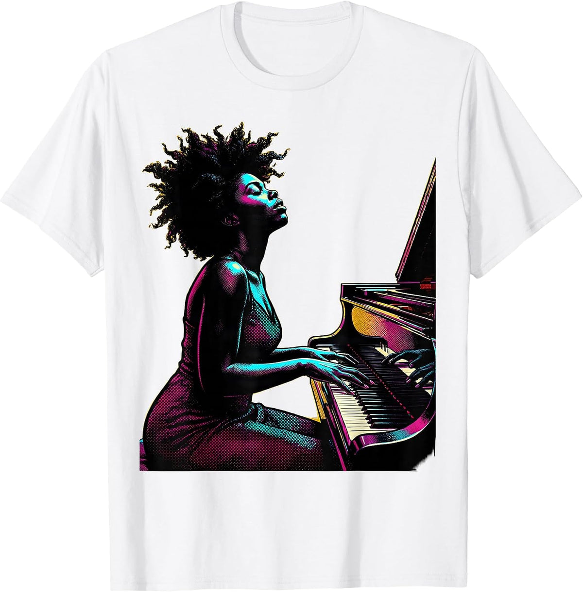 Men's HBCU Grand Piano Player Illustration T-Shirt - White