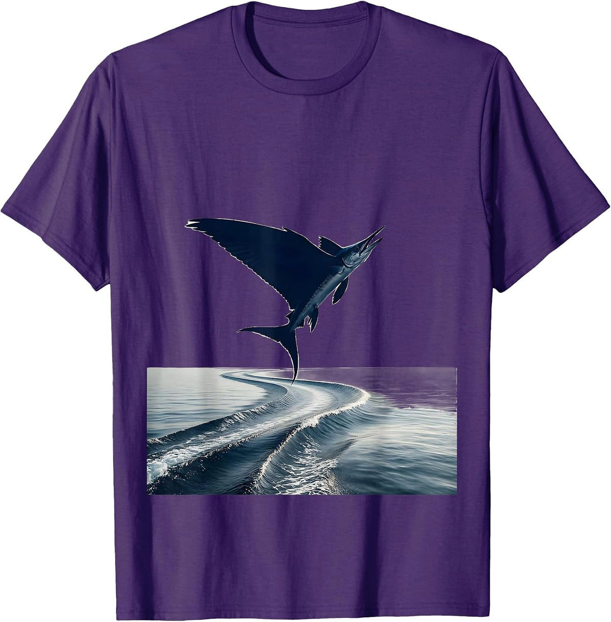Flying Fish Leaping Over Cruise Ship Wake T-Shirt - Purple