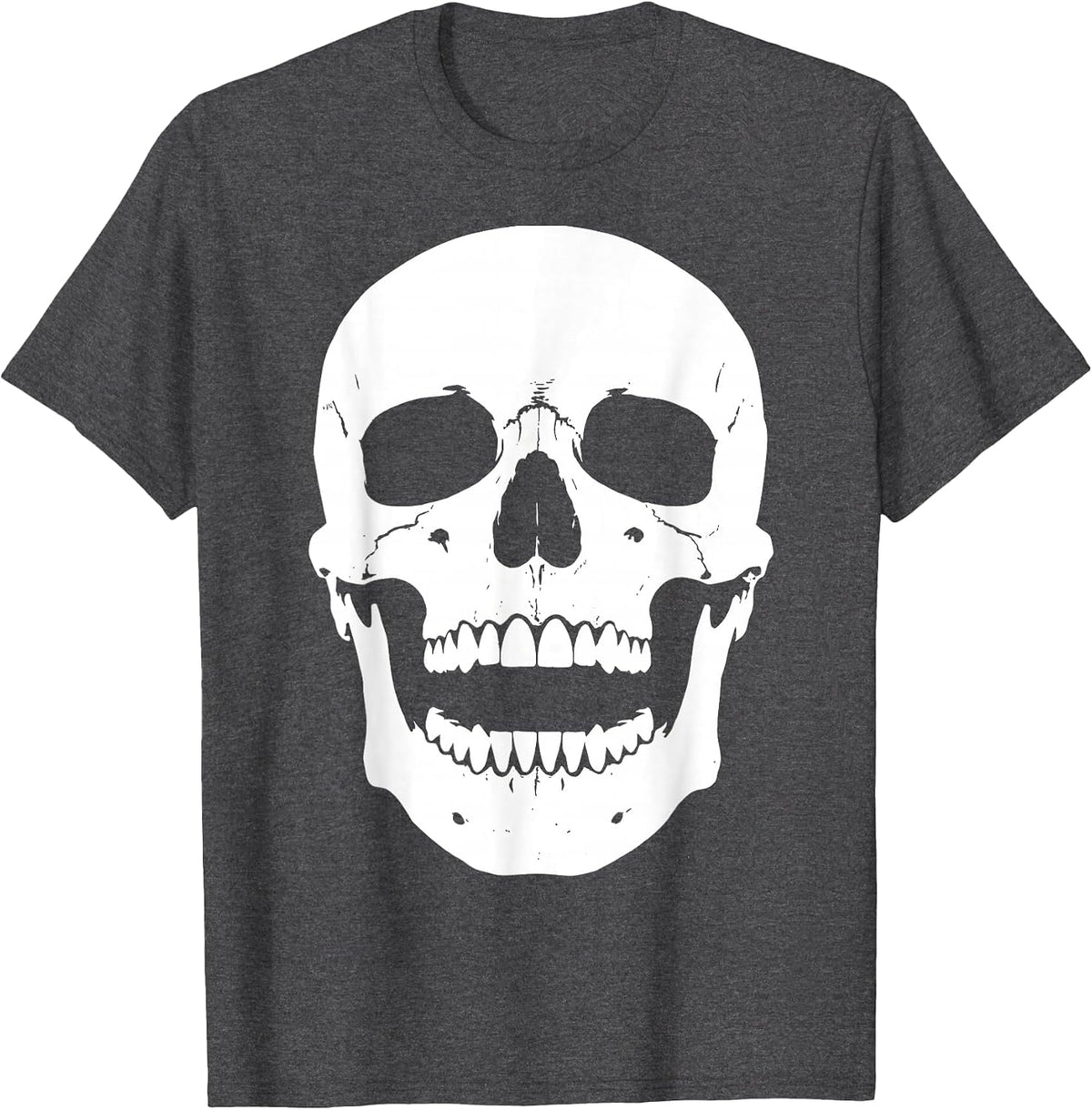 Halloween Skull Gleaming Smile Dental Design T-Shirt - Dark Heather Grey