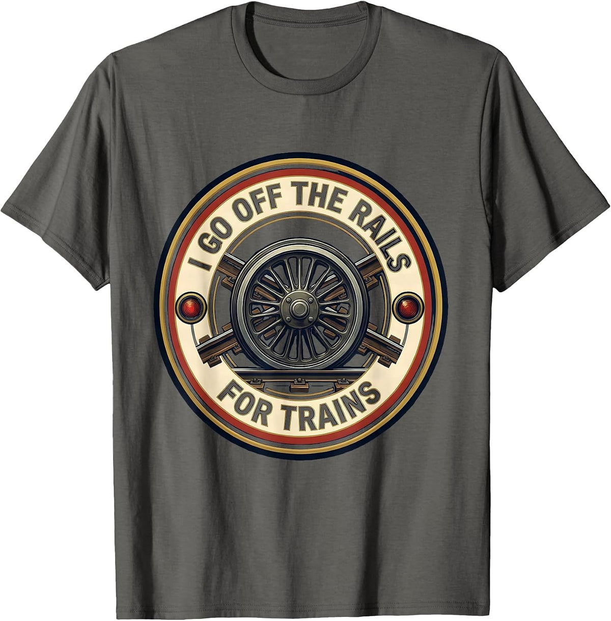 Men's I Go Off The Rails For Trains Funny Train Hobbyist Model T-Shirt - Asphalt Grey