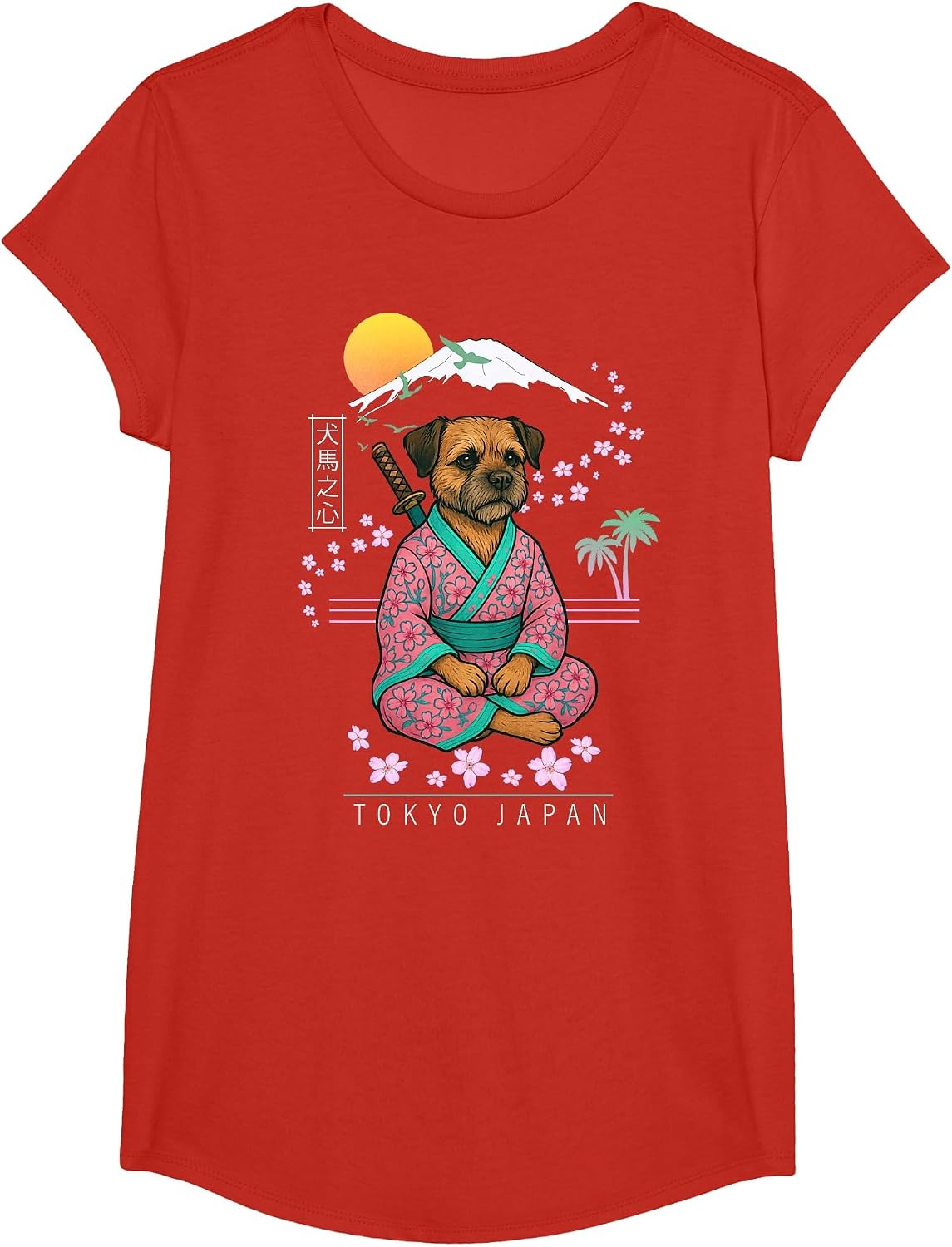 Border Terrier T-Shirt - Girls Red