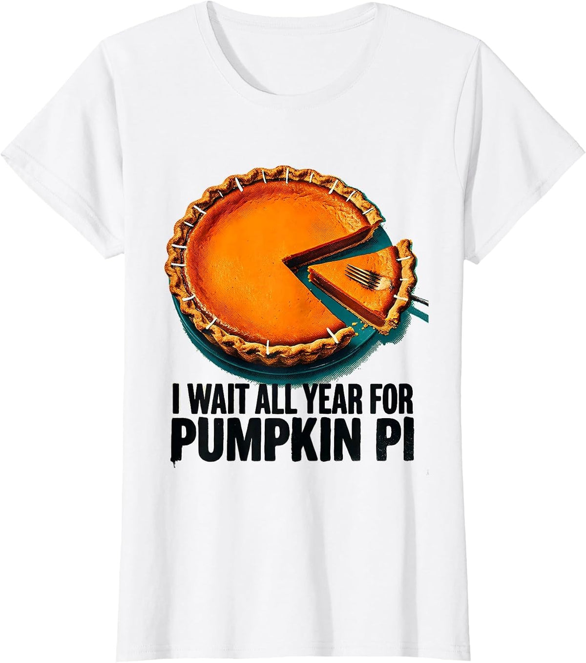 I Wait All Year For Pumpkin Pi Funny Thanksgiving Pie Lover T-Shirt - White