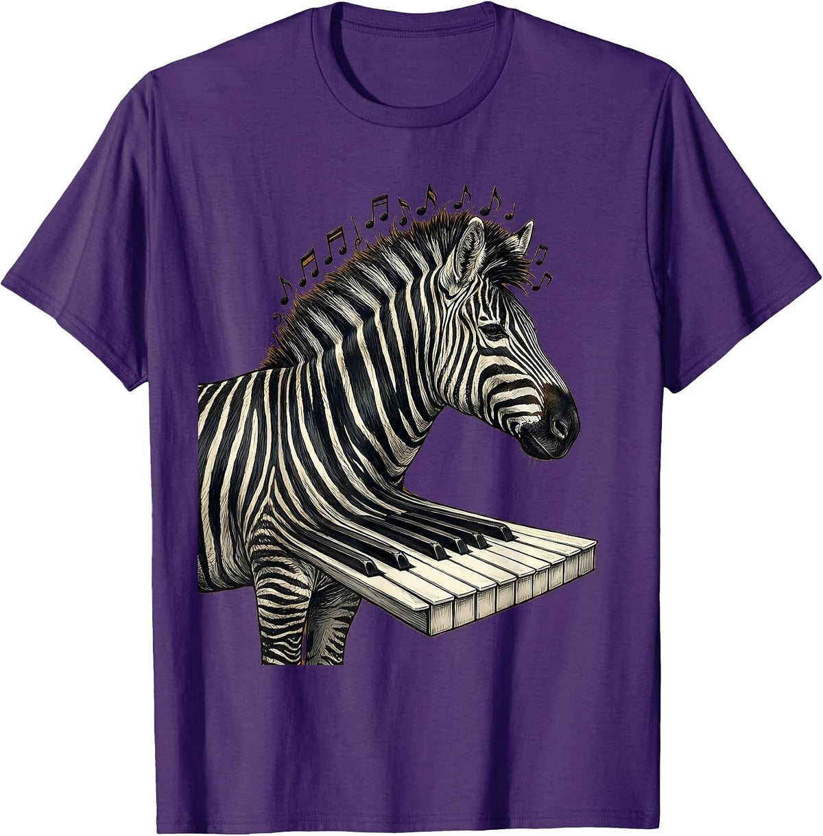 Zebra Stripes Piano Keys Music Nature Art T-Shirt - Purple