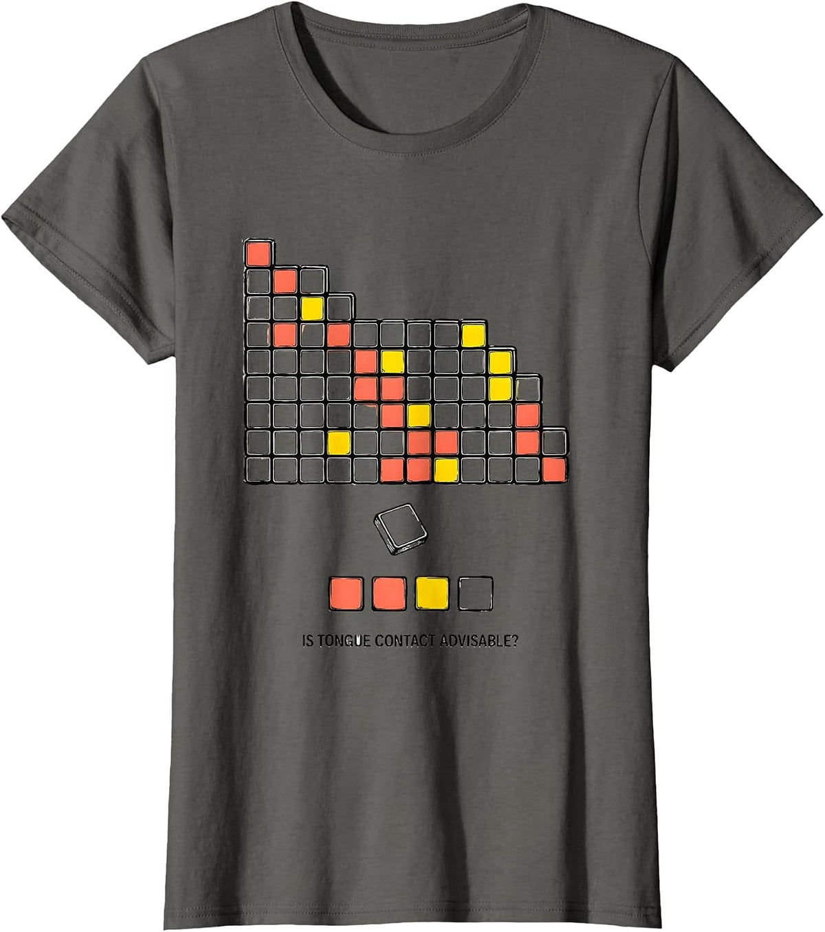 Women's Is Tongue Contact Advisable? Funny Periodic Table Science T-Shirt - Asphalt Grey