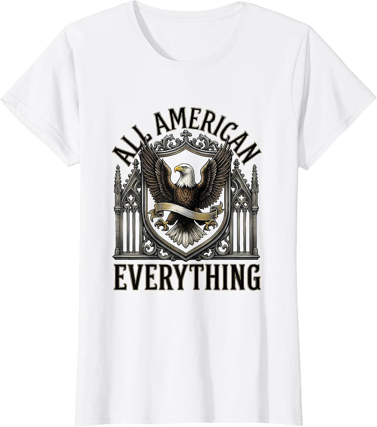 All American Everything Patriotic USA Design T-Shirt - White