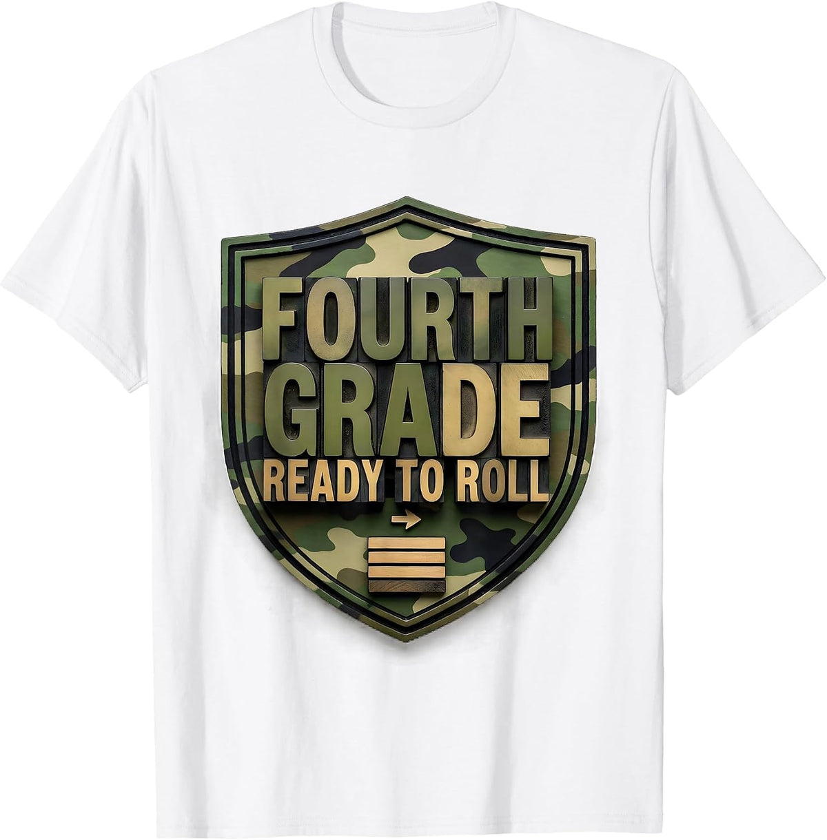 Men's Fourth Grade Ready To Roll Camo Back To School Boys T-Shirt - White