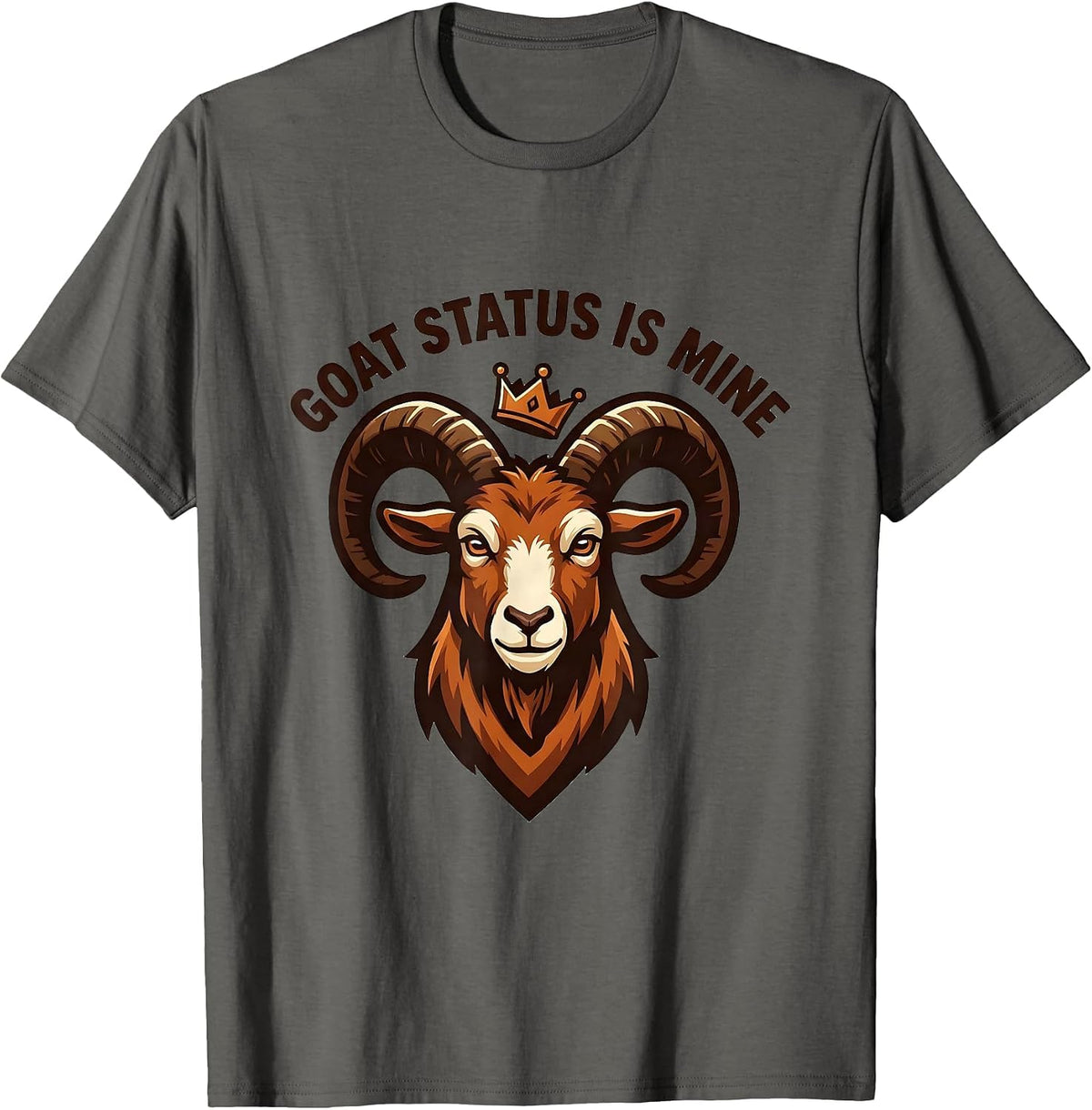 GOAT Status Is Mine Funny Goat Lover Mascot Logo T-Shirt - Asphalt Grey