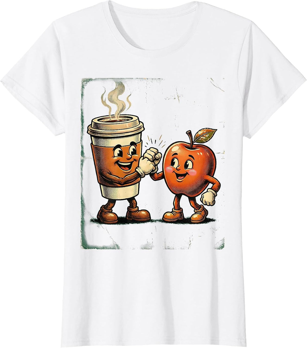 Women's Friyay Teacher Coffee Cup Apple Fist Bump T-Shirt - White