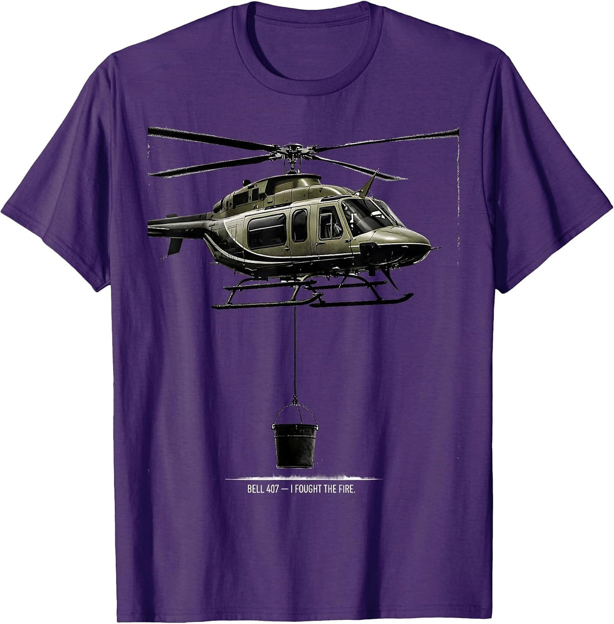 BELL 407 — I FOUGHT THE FIRE Military Helicopter Veteran T-Shirt - Purple