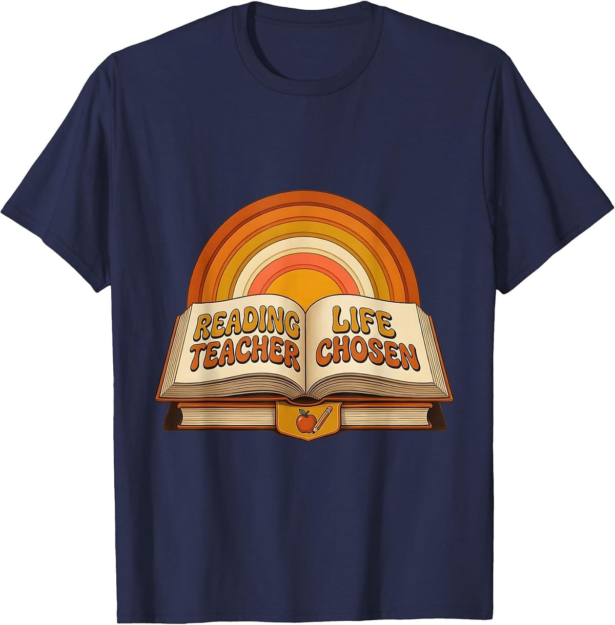 Reading Teacher Life Chosen Educator Design T-Shirt - Navy Blue