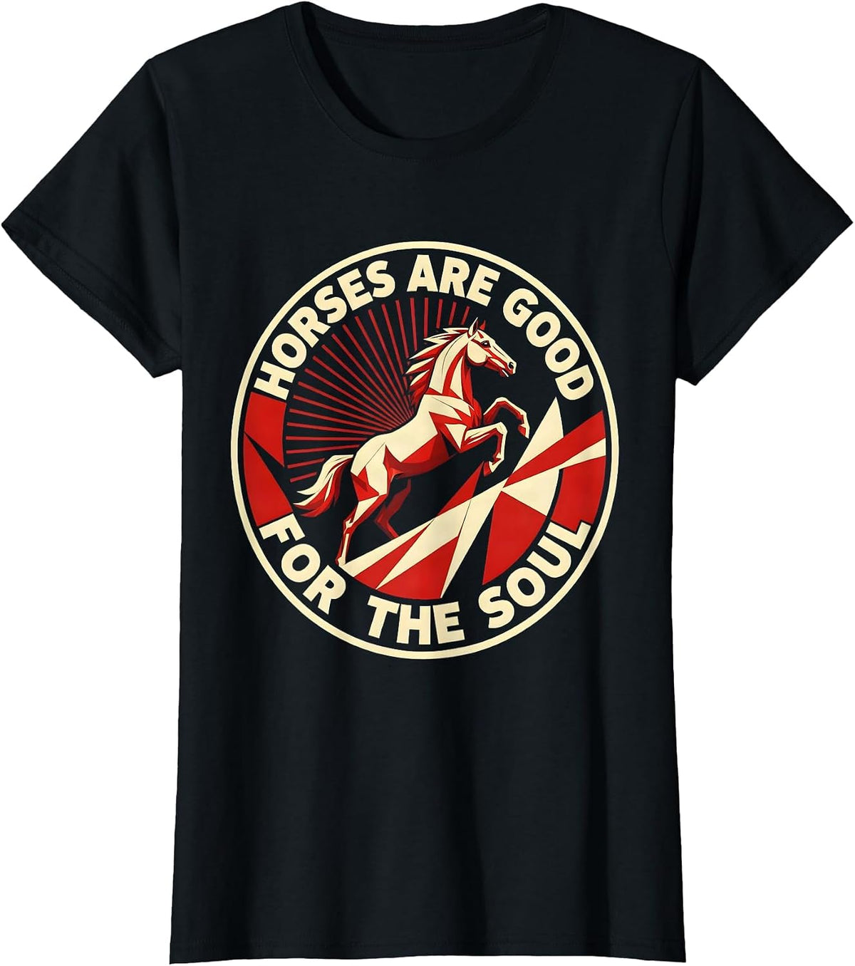 Women's Horses Are Good For The Soul Equestrian Design T-Shirt - Black