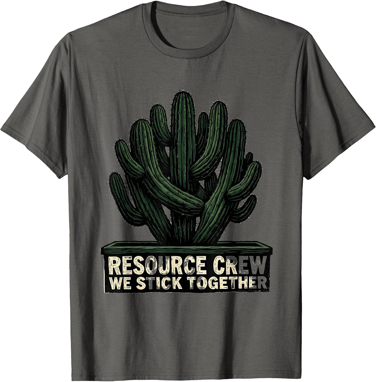 Resource Crew We Stick Together Funny School Support Staff T-Shirt - Asphalt Grey