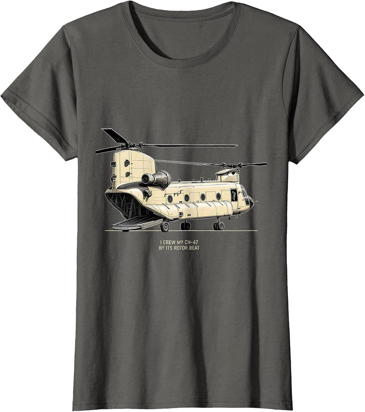Women's I Crew My CH-47 By Its Rotor Beat Aviation Veteran Gift T-Shirt - Asphalt Grey