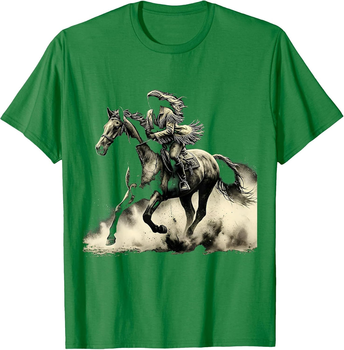 Men's Galloping Horse Desert Dust Rodeo Graphic T-Shirt - Kelly Green