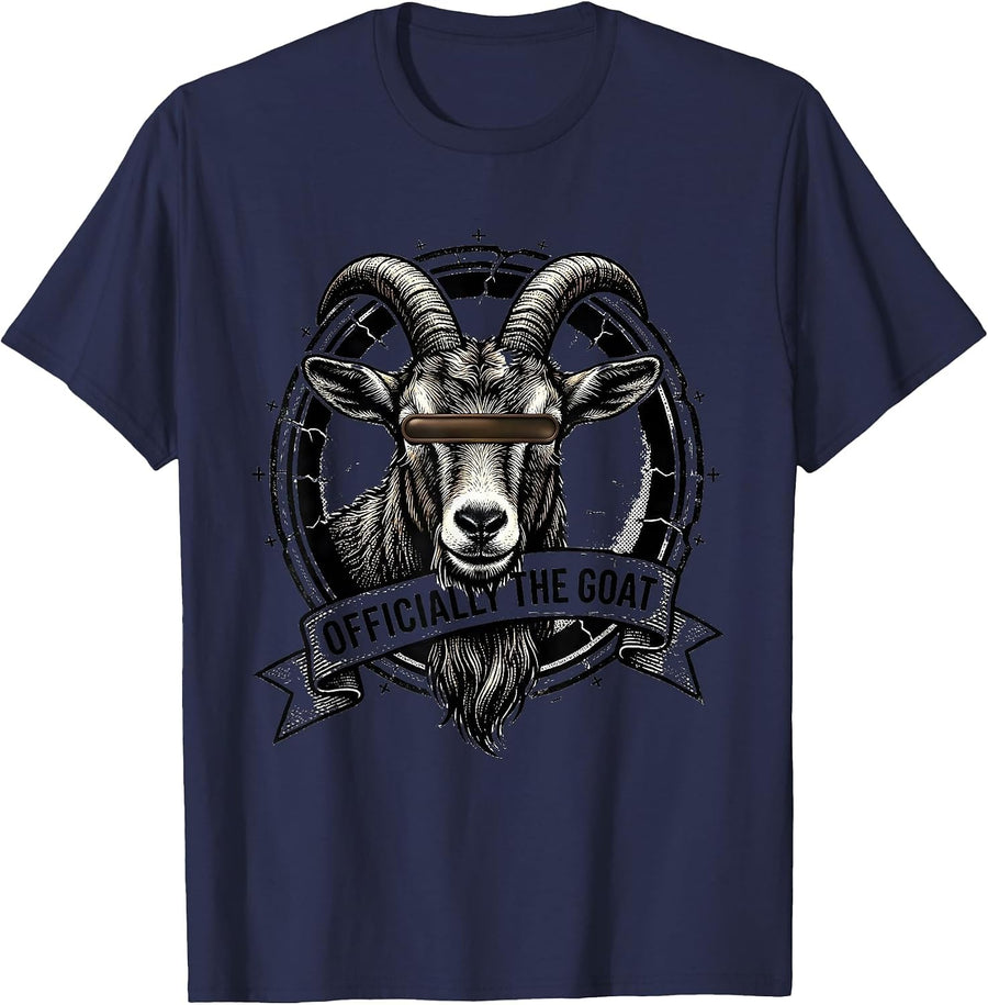 Officially The Goat Funny Goat Humor Animal Lover Novelty T-Shirt - Navy Blue