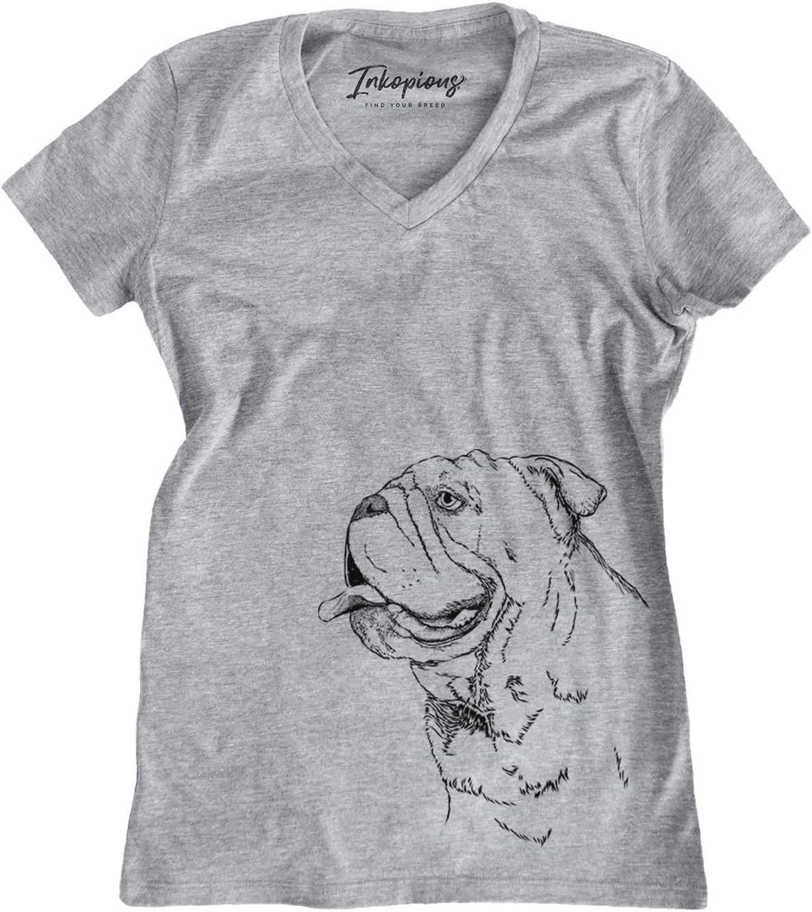 Inkopious English Bulldog Profile Triblend T-Shirt - Grey V-neck