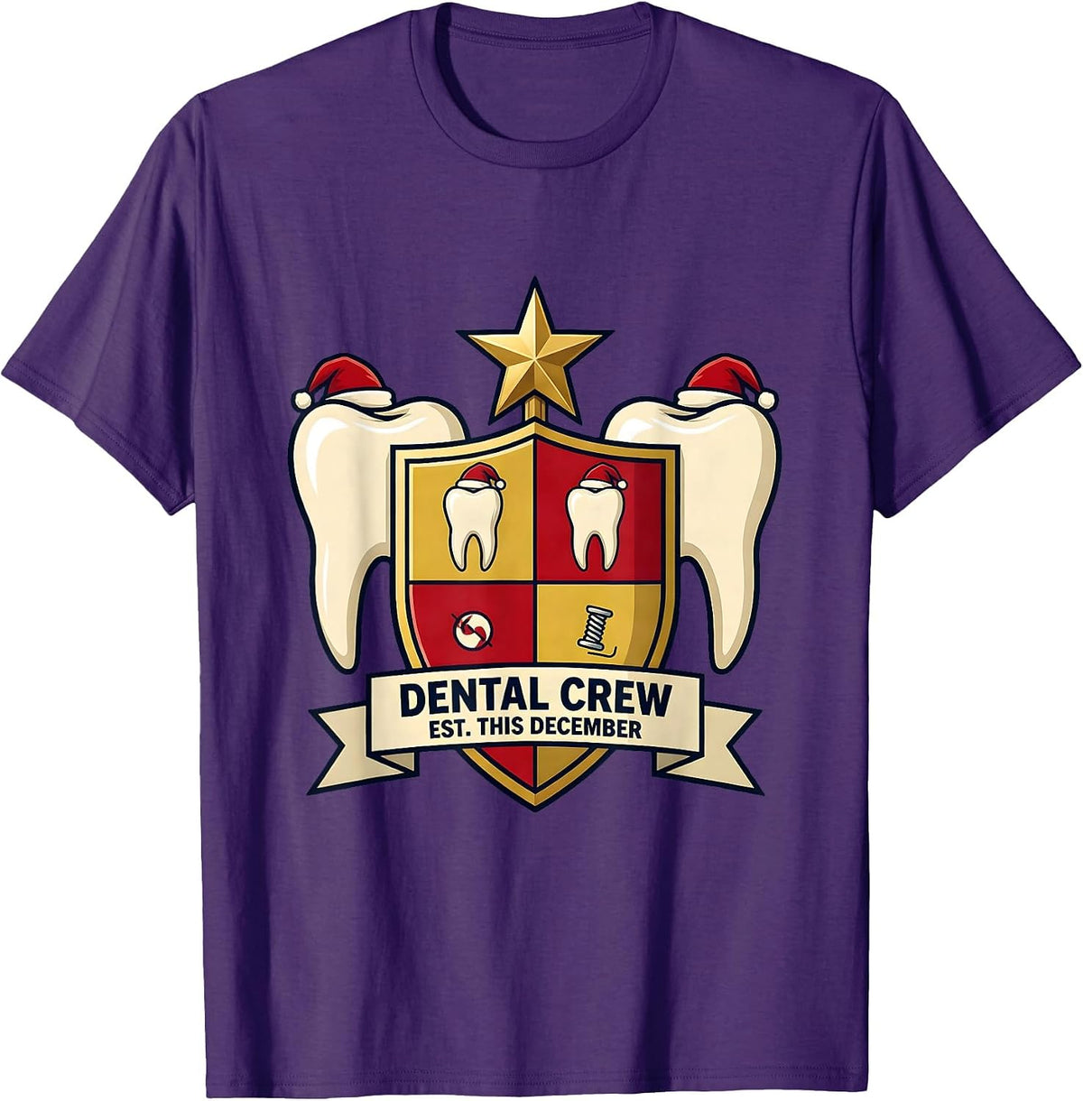 Dental Crew Est This December Funny Dental Team Christmas T-Shirt - Purple