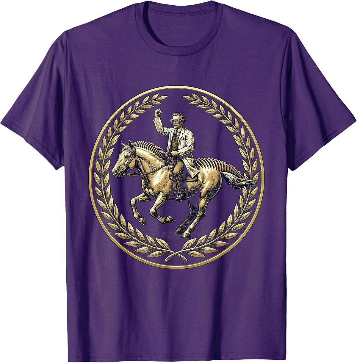 Men's Scientist Riding Giant Mitochondria Biology Gift T-Shirt - Purple