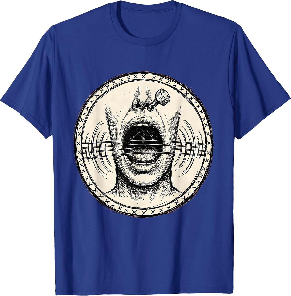 Men's Speech Therapy Vocal Cords Guitar Strings Design T-Shirt - Royal Blue