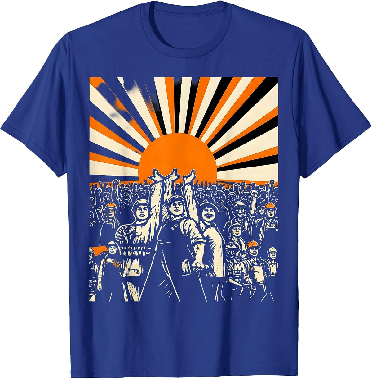 Men's Equal Rights Labor Day Silhouette Worker March T-Shirt - Royal Blue