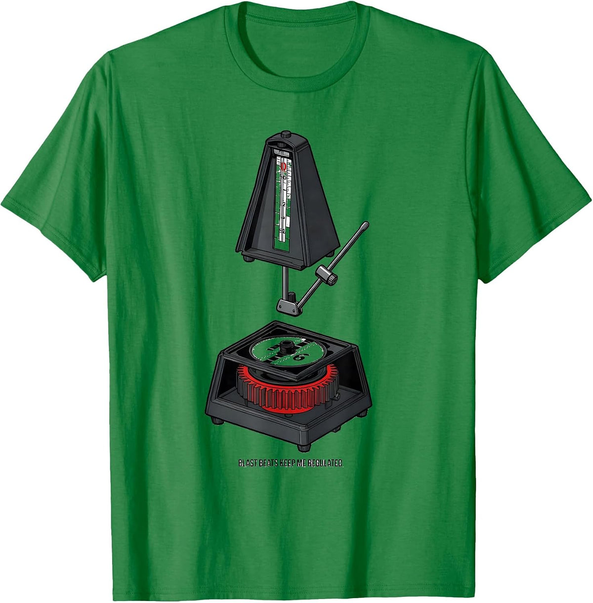 Men's Blast Beats Keep Me Regulated Funny Heavy Metal Metalhead T-Shirt - Kelly Green