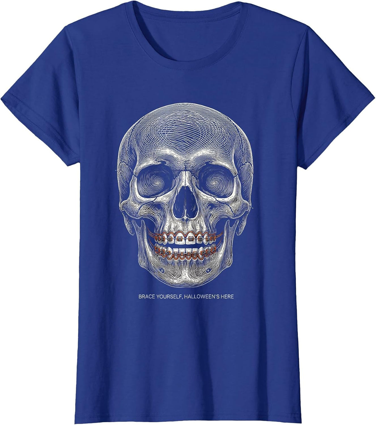 Women's Brace Yourself Halloween Is Here Dental Design T-Shirt - Royal Blue
