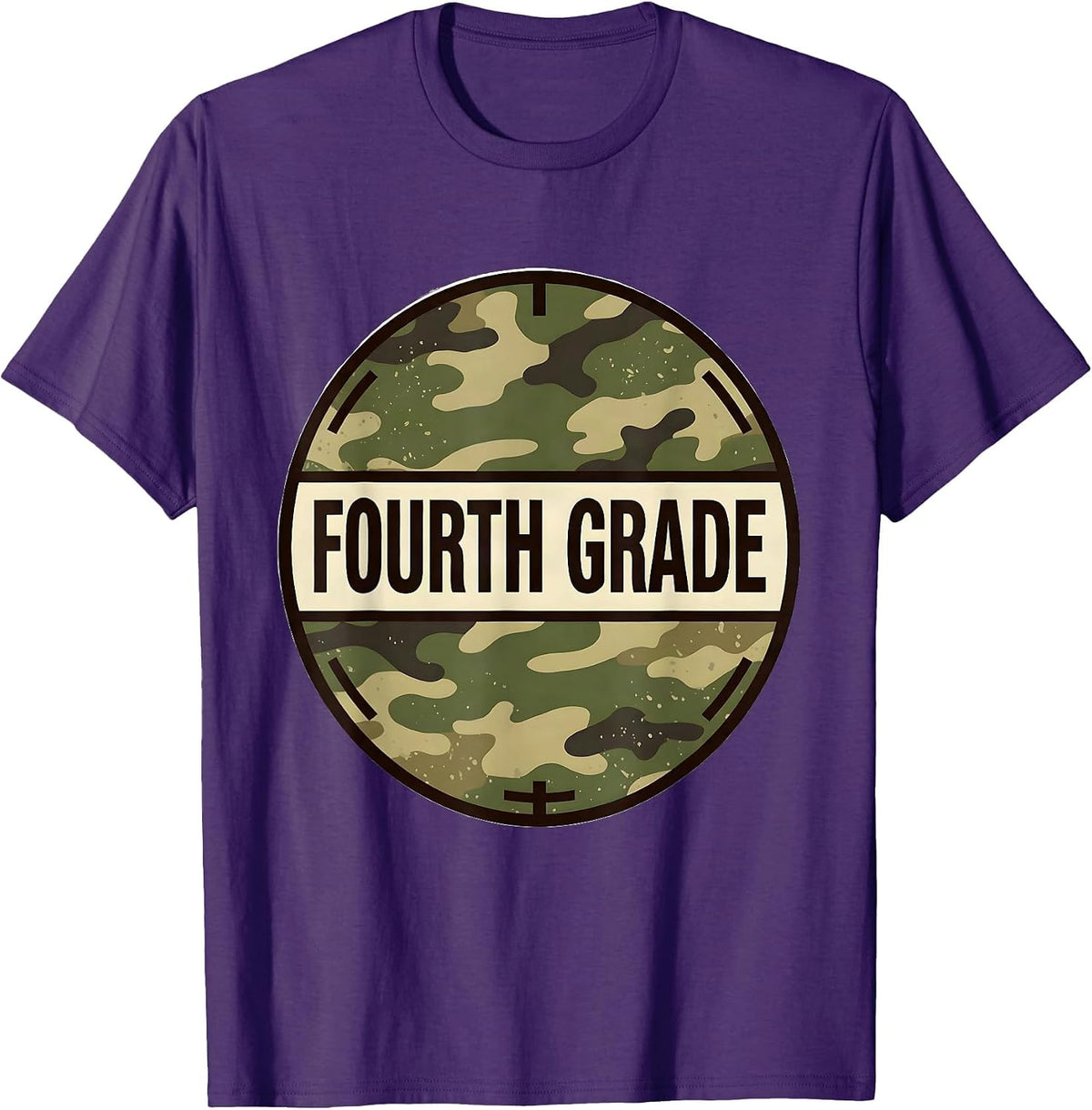 Fourth Grade Bold Distressed Camo Back To School Boys T-Shirt - Purple