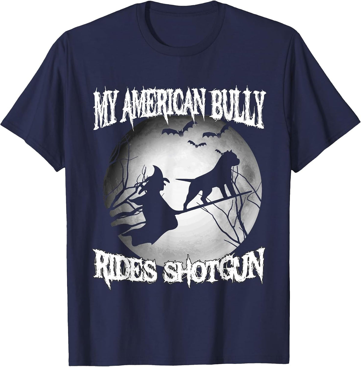 My American Bully Rides Shotgun Halloween Shirt T-Shirt - Navy Blue