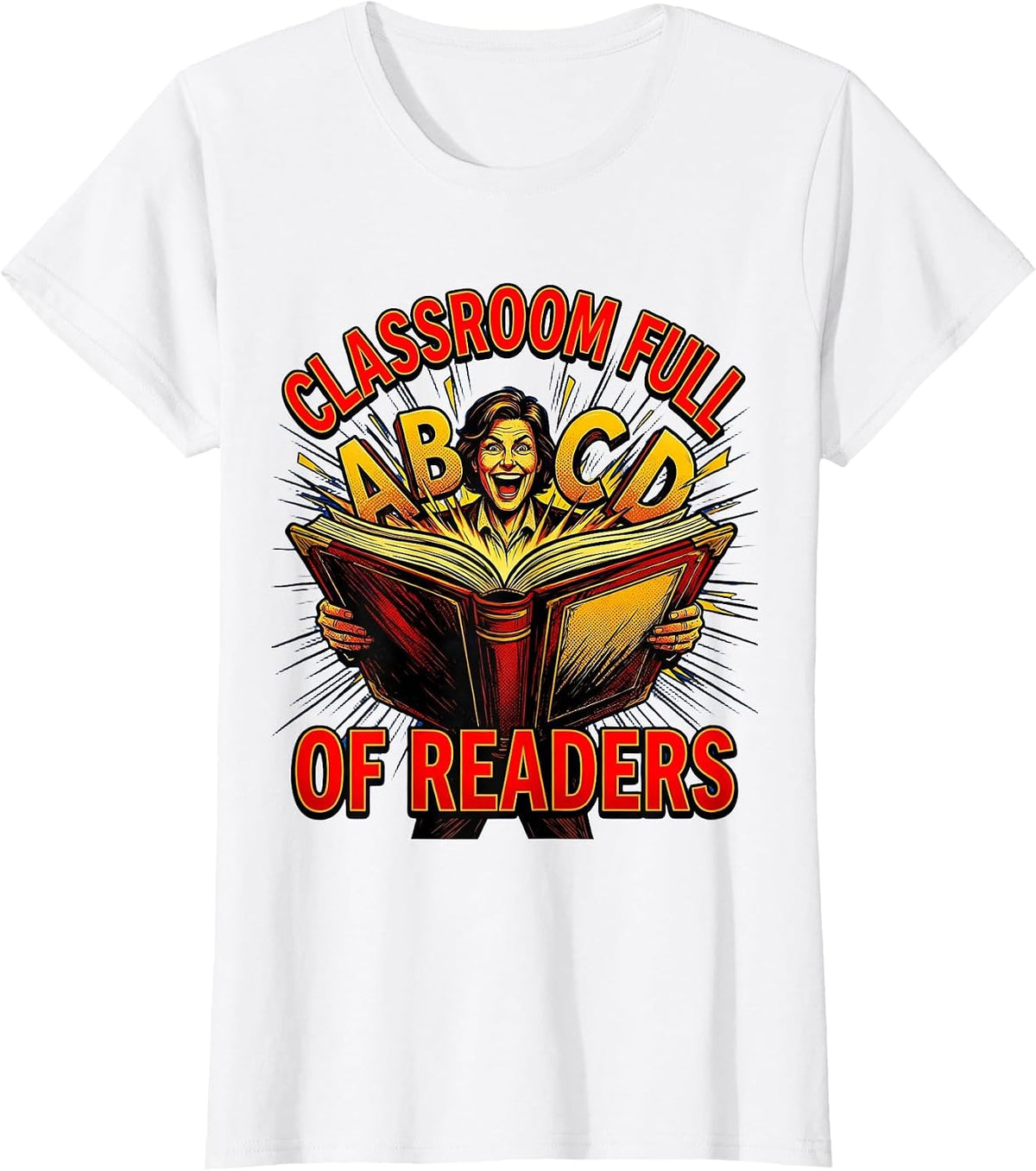 Classroom Full of Readers ABCD Teacher Design T-Shirt - White
