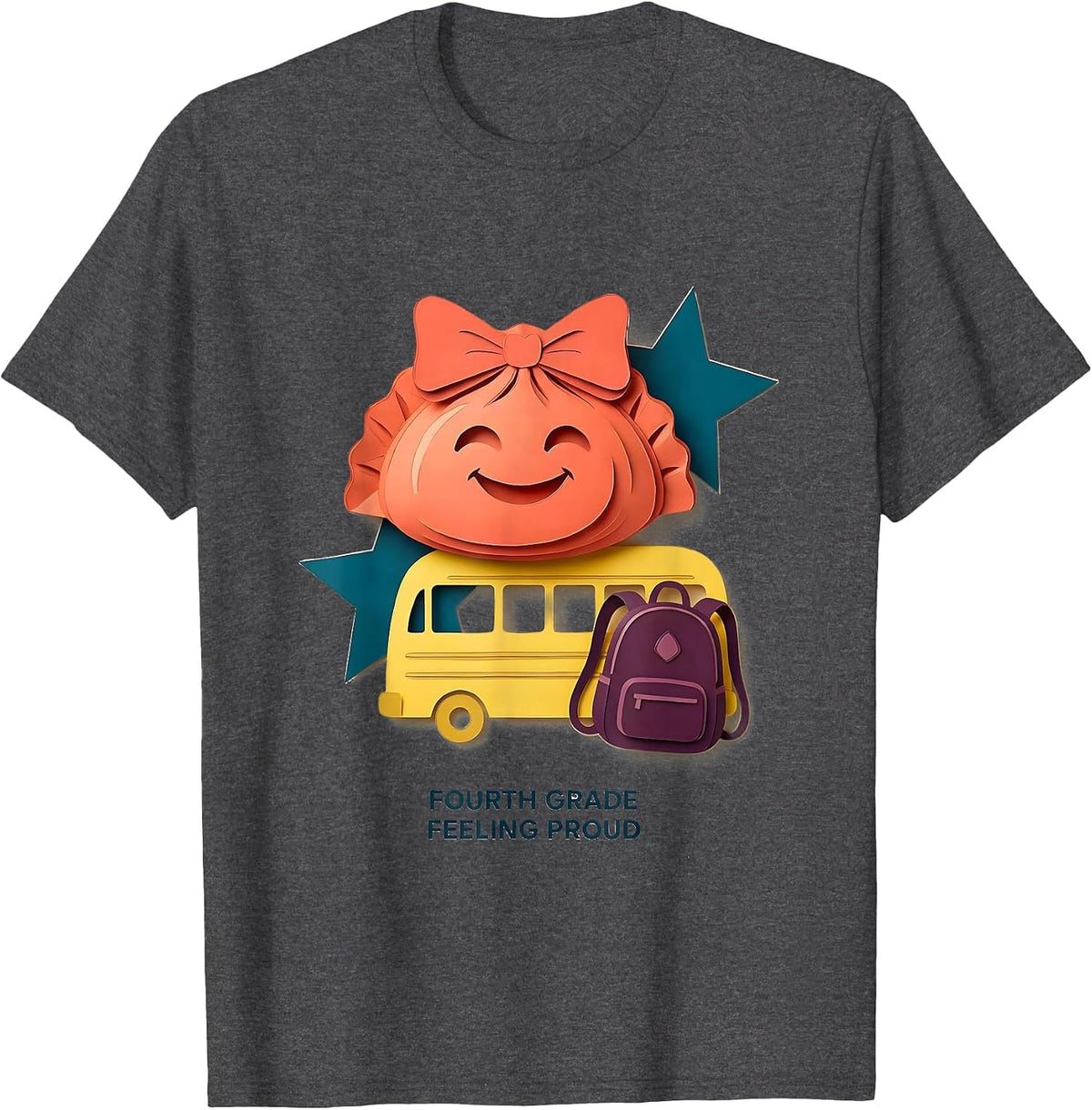 Fourth Grade Feeling Proud Kawaii Dumpling Back to School T-Shirt - Dark Heather Grey