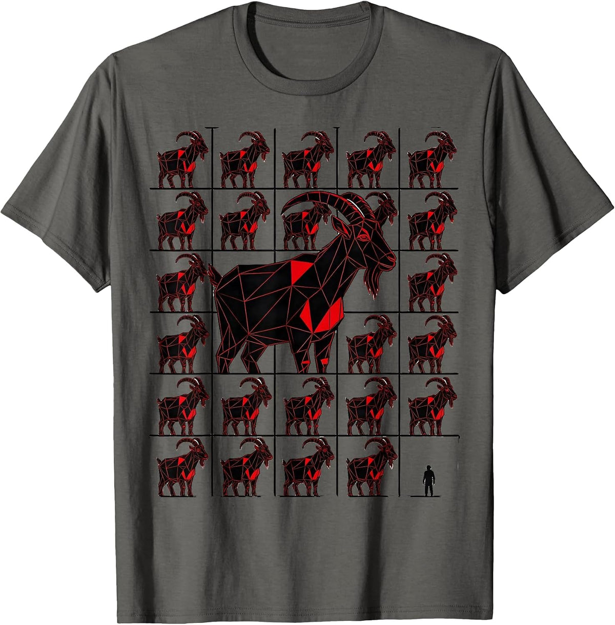 Goat Grid Art Funny Goat Lover Farmer Gift T-Shirt - Asphalt Grey