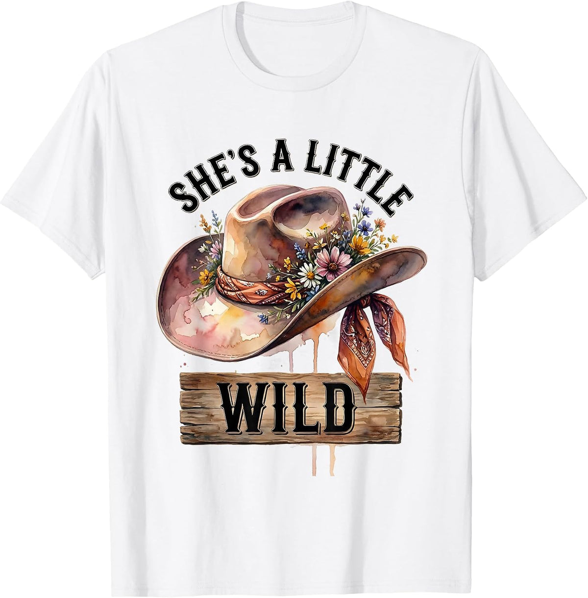 She's a Little Wild Western Cowgirl Design T-Shirt - White