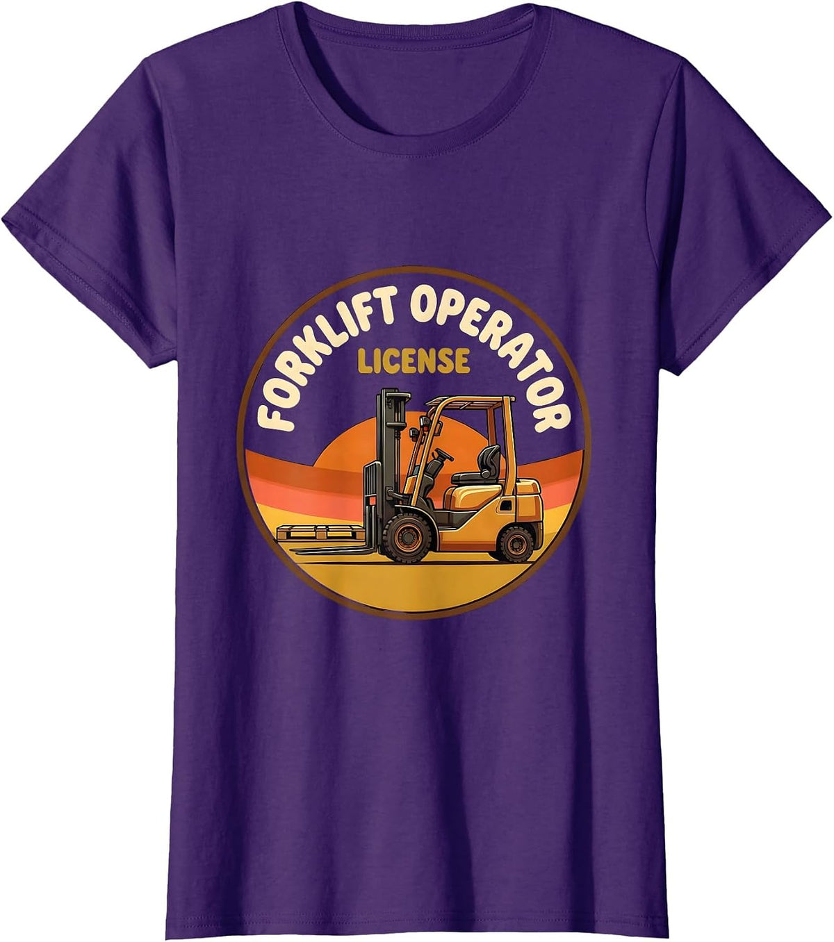 Women's Forklift Operator License Retro Funny Forklift Driver T-Shirt - Purple