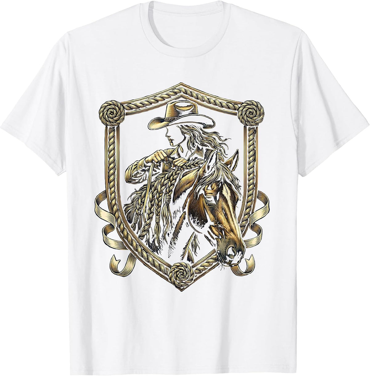 Men's Rodeo Horse Mane Braiding With Ribbons Graphic T-Shirt - White