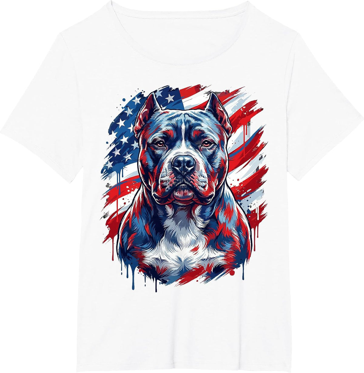 American Bully USA Flag Patriotic Dog Men T-Shirt - White