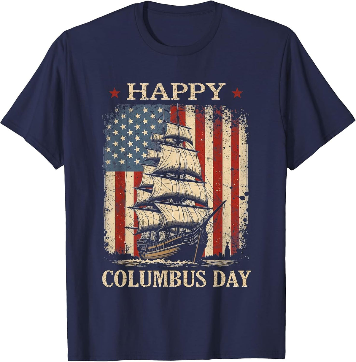 Happy Columbus Day Design Christopher Columbus Italian T-Shirt - Navy Blue